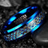 Men 8mm Beveled Edge Comfort-Fit Blue Silver Celtic Dragon Tungsten Wedding Band